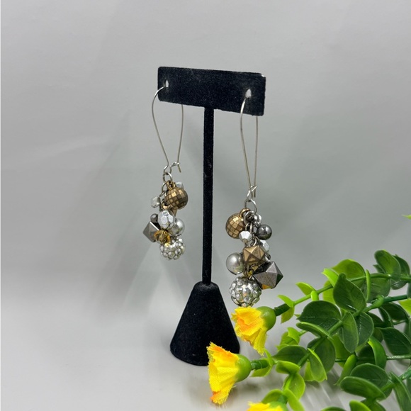 Jewelry - Cluster Drop Vintage Y2K Earrings with Gold and Silver Beads